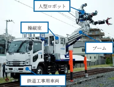 高所作業も人型ロボットで安全に JR西日本グループが7月「多機能鉄道重機」を導入 鉄道設備のメンテナンスに使用 