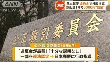 日本郵便を違約金で行政指導 誤配達1件5000円、たばこの苦情1件10万円も(テレ朝news) 