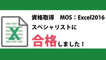 資格取得 MOS：Excel2016 スペシャリスト合格しました 