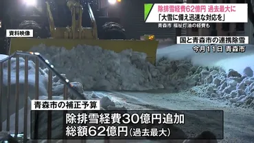 除排雪経費６２億円 過去最大に 青森市長「大雪に備え迅速な対応を」 福祉灯油の経費も