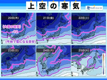 週間天気予報三連休にかけて寒気居座る大雪への警戒続く月日水〜日火