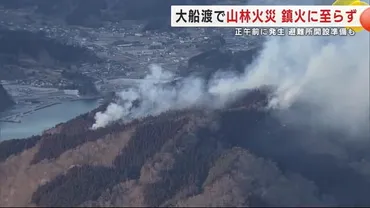 大船渡市で山林火災鎮火に至らず最大瞬間風速１７．９ｍを観測する強風市が避難所開設の準備へ岩手県（岩手めんこいテレビ）