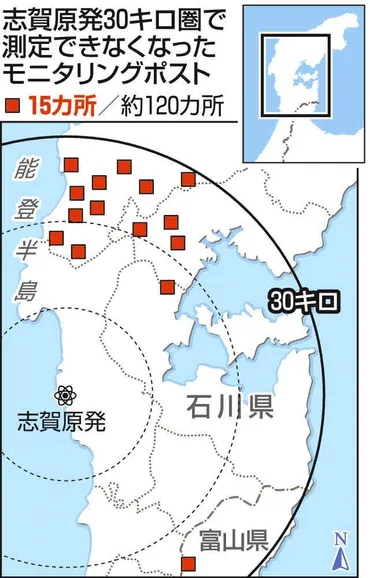 志賀原発の周辺カ所で放射線量を測定不能モニタリングポストが「壊れているのか、埋まっているのか…」：東京新聞デジタル