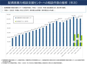 DV(ドメスティックバイオレンス)の現状と対策？相談件数の推移、男性被害の増加、根絶に向けた取り組みとは？DV相談件数の増加と男性被害の増加