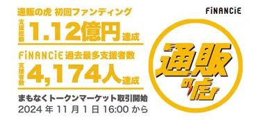 トークン型クラファン「」、「通販の虎トークン」が過去最多支援者数を更新