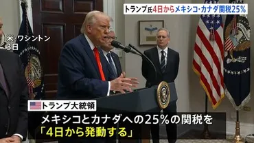 トランプ氏メキシコ・カナダへの関税「日から発動」ダウ平均株価は急落