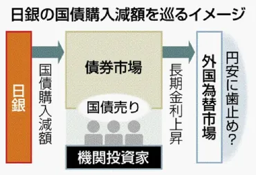 日銀、国債購入減額を検討円安歯止め狙い金融政策きょう決定