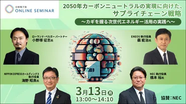 日経電子版オンラインセミナー年カーボンニュートラルの実現に向けた、サプライチェーン戦略~カギを握る次世代エネルギー活用の実践へ~