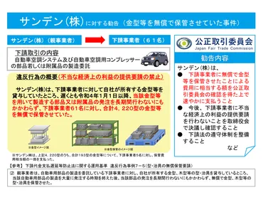 金型型の無償保管は下請法違反公取委がサンデンに勧告