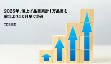 年、値上げ品目累計万品目を前年よりカ月早く突破調査