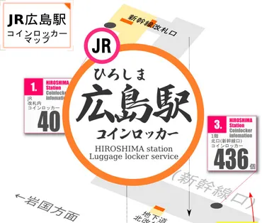 広島駅のコインロッカー手荷物預かり】場所マップ