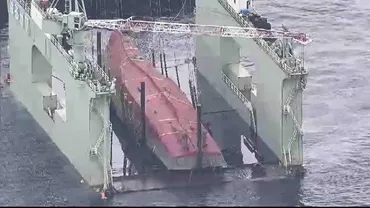 海自掃海艇「うくしま」 去年11月の炎上・沈没から7カ月ぶり引き揚げ 福岡・宗像市沖(テレビ西日本)