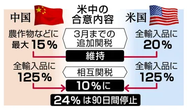 米中が関税115%引き下げで合意 24%の上乗せ分90日停止、共同声明発表:ニュース:中日BIZナビ