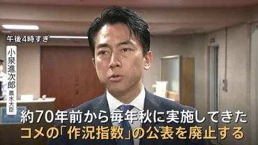 小泉農水大臣 約70年続くコメの「作況指数」廃止を発表 コメの育ち・出来などの指標 スポット価格下落で店頭価格は(TBS NEWS DIG)
