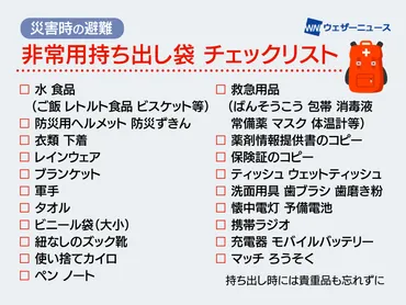 非常用持ち出し袋のチェックリスト 家庭や職場での備えを