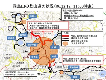 霧島山（新燃岳・硫黄山）に関する情報（令和６年１２月１２日 11時00分 現在） 