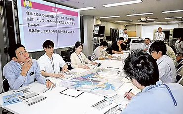 風水害備えマニュアル共有 県東部地域局 １１市町職員対象に演習