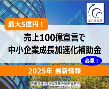 最大5億円】中小企業成長加速化補助金~売上100億宣言~