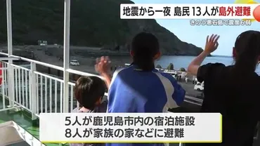 鹿児島・悪石島で震度6弱を観測 地震から一夜 島民13人が島外避難 6日に第2陣予定（ＫＴＳ鹿児島テレビ）