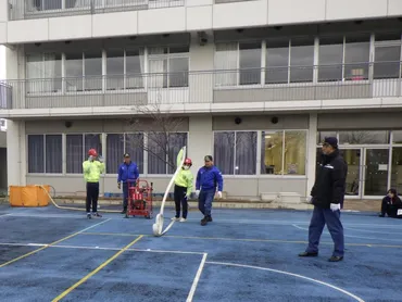 中学生消火隊が消火訓練を実施しました！