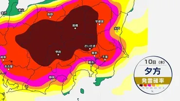 大雨と雷及び突風に関する気象情報】関東甲信地方はあす(10日)夜遅くにかけて土砂災害などに警戒  東京・栃木・群馬・埼玉・茨城・千葉・神奈川・長野・山梨の天気 気象庁の発表 