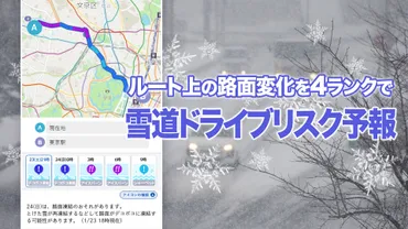 ウェザーニュースアプリに新メニュー「雪道ドライブリスク予報」が登場