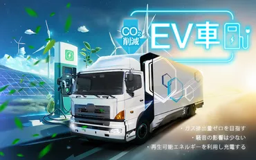 トラックと環境問題】排出ガス量を削減するEVトラック 