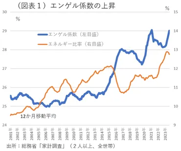 エンゲル係数が過去43年間で最高域 ～食料費の負担増のしわ寄せ～ 