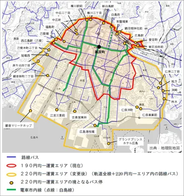 広島市中心部の公共交通「値上げ」と「値下げ」11月から 「デルタ」220円均一に