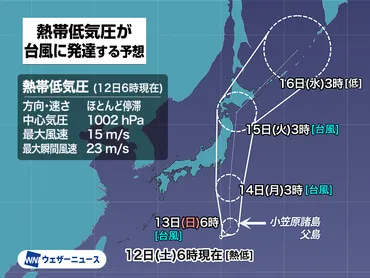 小笠原付近で台風発生予想 東日本も雨風に注意 次に発生すると゛台風5号゛ 