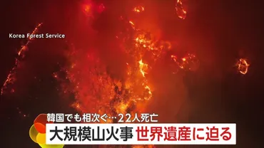 「不安で眠れない」世界遺産の歴史地区に山火事 迫る韓国で1300年の伝統誇る寺院全焼…消火ヘリ墜落や避難中の車爆発などで22人死亡
