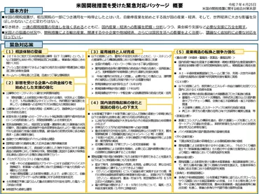 米国関税措置を受けた緊急対応パッケージ