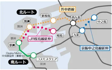 JR西日本、JR桜島線「桜島駅」から「（仮称）夢洲駅」への延伸、2030年のIR開業以降に着工か？完成は2040年以降か？