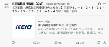 京王線が倒木で一部運転見合わせ、午後5時現在で運転再開のめど立たず 通勤客にも影響(スポニチアネックス)