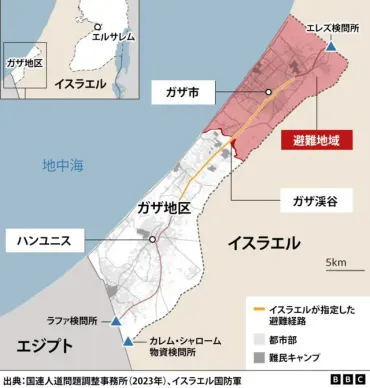 イスラエル軍、ガザ市を完全包囲と発表 一部のパレスチナ人の脱出続くも人道危機悪化