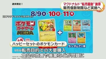 ポケモンカード騒動「対応不十分だった」マクドナルドが転売目的の大量購入や食品の放置や廃棄問題を謝罪 威圧的な客の大量購入断る方針