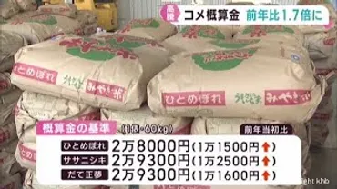 米の概算金が前年比1.7倍と大幅引き上げ JA全農みやぎ 生産者の反応は
