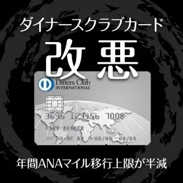 ダイナースカードが衝撃の改悪！年間ANAマイル移行上限が半減に 