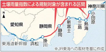 JR、運転規制に「土壌雨量指数」 東海道新幹線で導入開始
