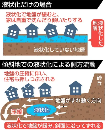 能登半島地震］傾斜地の地盤がずれ落ちる「側方流動」、ほぼ平地でも発生か 新潟市西区黒埼地区で専門家が調査、液状化 対策の必要性訴え