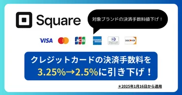 Square】全てのクレジットカード決済手数料を2.5%に引き下げ!2025年1月16日から適用