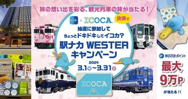 JR西日本、WESTERアプリ×ICOCA決済で観光列車+宿泊や1万ポイントなど当たる 「駅ナカWESTERキャンペーン」