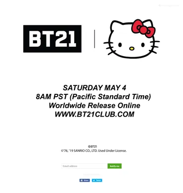 BTSのキャラクター「BT21」とハローキティがコラボ、5月4日に発売