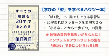 せっかくの学習意欲を無駄にしない!゛学び゛の型を身につける本『すべての知識を「20字」でまとめる 紙1枚!独学法』