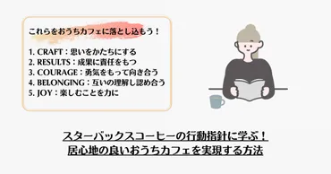 スターバックスコーヒーの行動指針に学ぶ！居心地の良いおうちカフェを実現する方法 