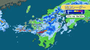 長崎南部で3回にわたり線状降水帯が発生 長崎と島原で時間雨量110ミリの記録的短時間大雨 11日昼前にかけて大雨 災害発生の危険度が急激に高まる(FNNプライムオンライン)