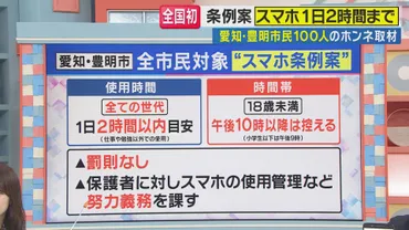 全国初「スマホ1日2時間」条例案提出 施行されても「意識しない」が゛6割強゛愛知・豊明市民を緊急調査