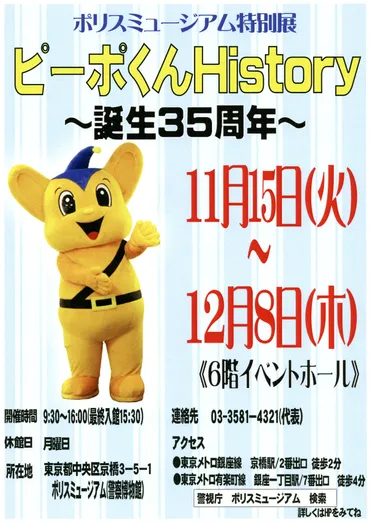 ポリスミュージアム 特別展 ピーポくんHistory~誕生35周年~