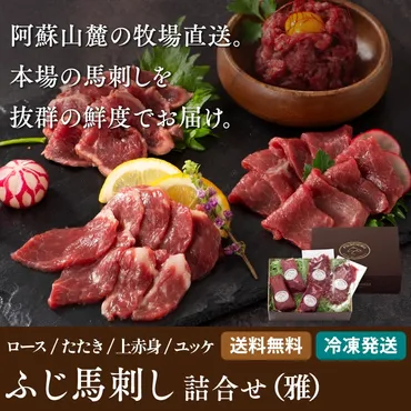 熊本 ふじ馬刺し 詰め合わせ (松)】(上トロ・中トロ・上赤身・ユッケ・馬刺タレ・生姜・ユッケのタレセット) 熊本名産 のし化粧箱付き 贈答 御歳暮 御中元 ギフト 贈り物 お祝い 冷凍
