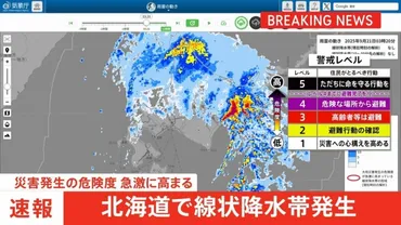 速報】北海道釧路地方・十勝地方に「線状降水帯発生情報」発表 大雨による水害や土砂災害などの危険度が急激に高まっているおそれ 直ちに身の安全の確保を(TBS NEWS DIG)